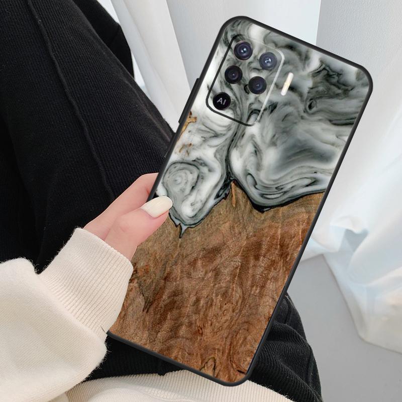 Hybrid Wood Resin Case For Oppo A17 A57 A77 A40 A78 A54 A74 A94 A76 A16 A96 A18 A60 A80 A38 A58 A98 A15 A5 Pro