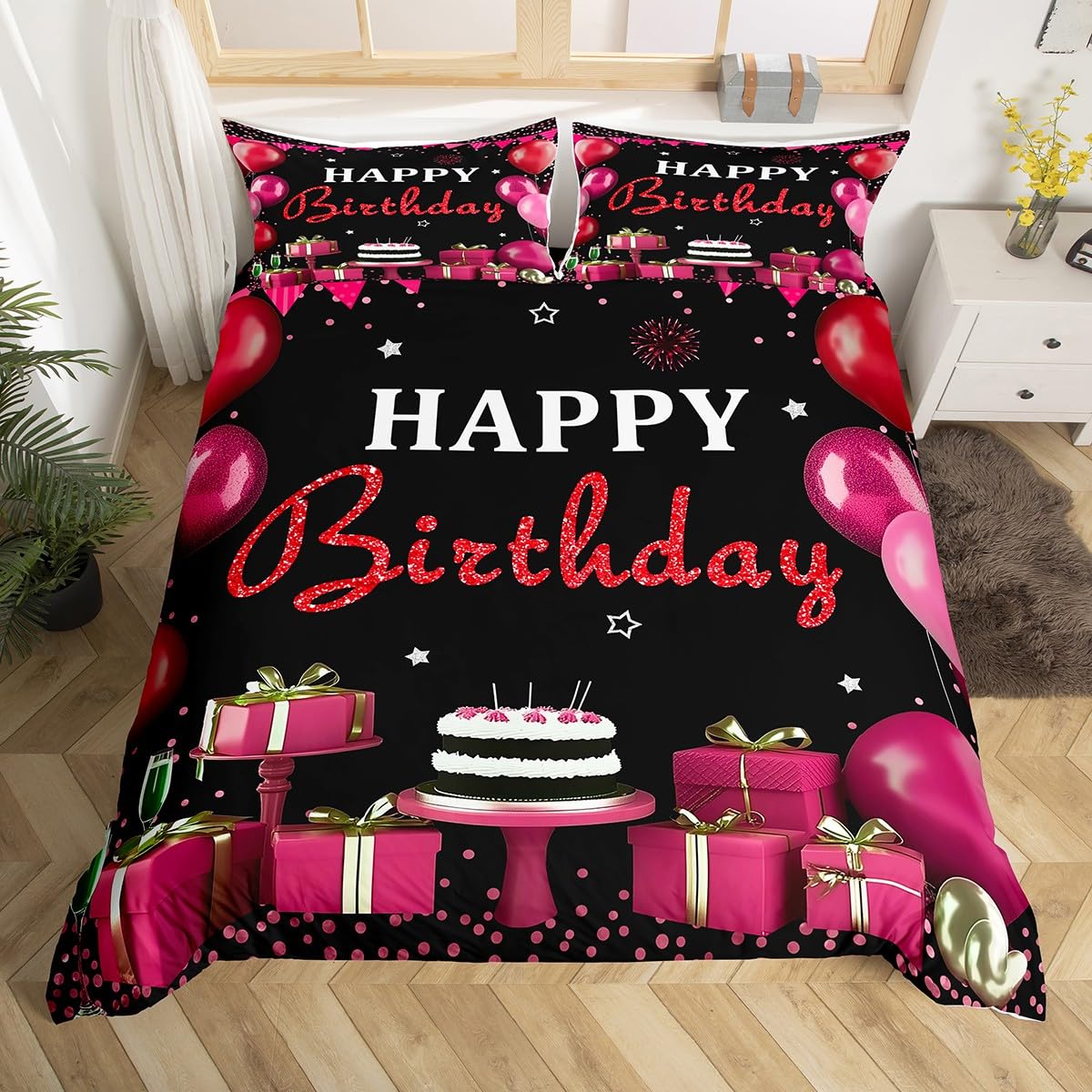 

Cake Duvet Covers King Cute Bedding Set for Kids Adults Girls Bedroom Funny Food Duvet Cover Birthday Gifts Cake Bed Cover 3 Pcs (135x200cm)