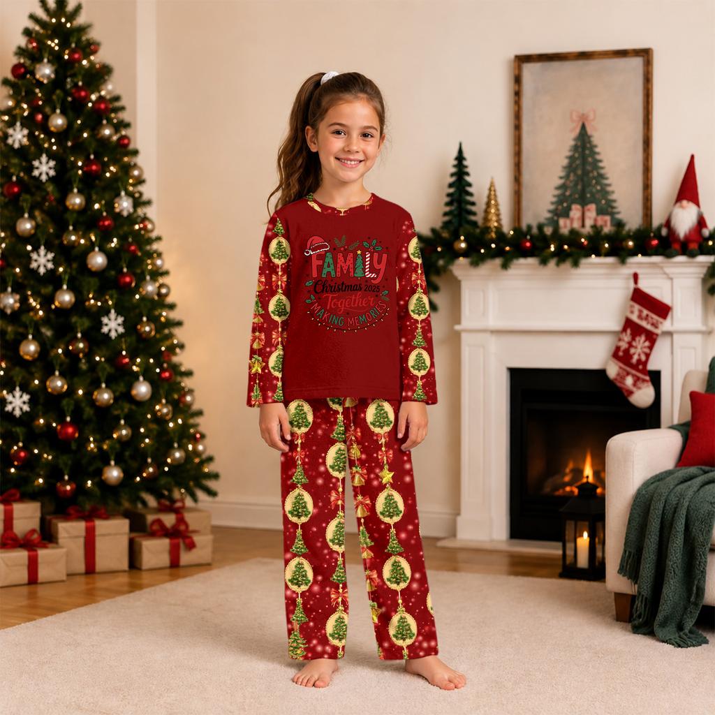 Christmas Print Family Matching Loungewear Set, Long Sleeve Top and Pants Home Wear for Holiday