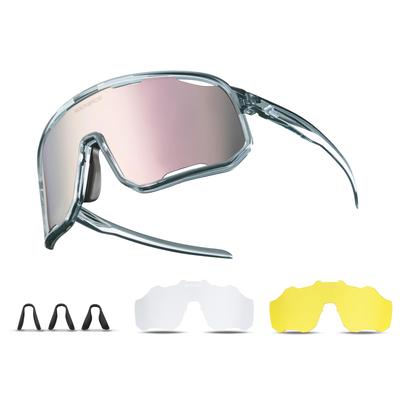ROCKBROS Polarisierte Sportsonnenbrille für Straße 3 Wechselgläser UV400 TR90 Ultra Impact Polarisierte Gläser für und Unisex für Männer und Frauen Sonnenbrille,
