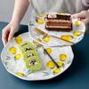 Plato Irregular Cerámico con Forma de Limón 8 pulgadas 11 pulgadas Postre Snack Servicio Vajilla Cocina Hogar
