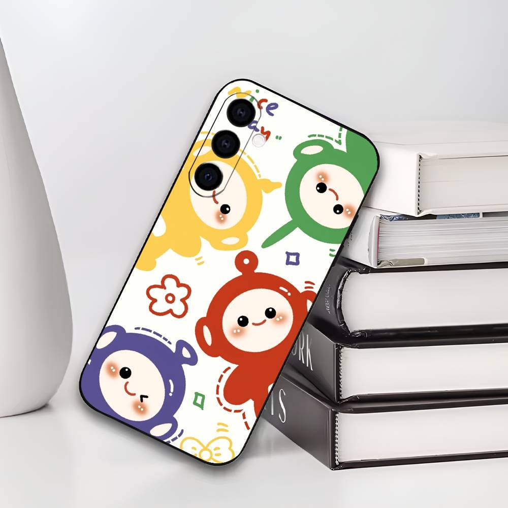 Cute T-Tele-tubbies Phone Case For Samsung Galaxy A73,A72,A71,A70,A53,A52,A51,Soft Silicone Black Cover