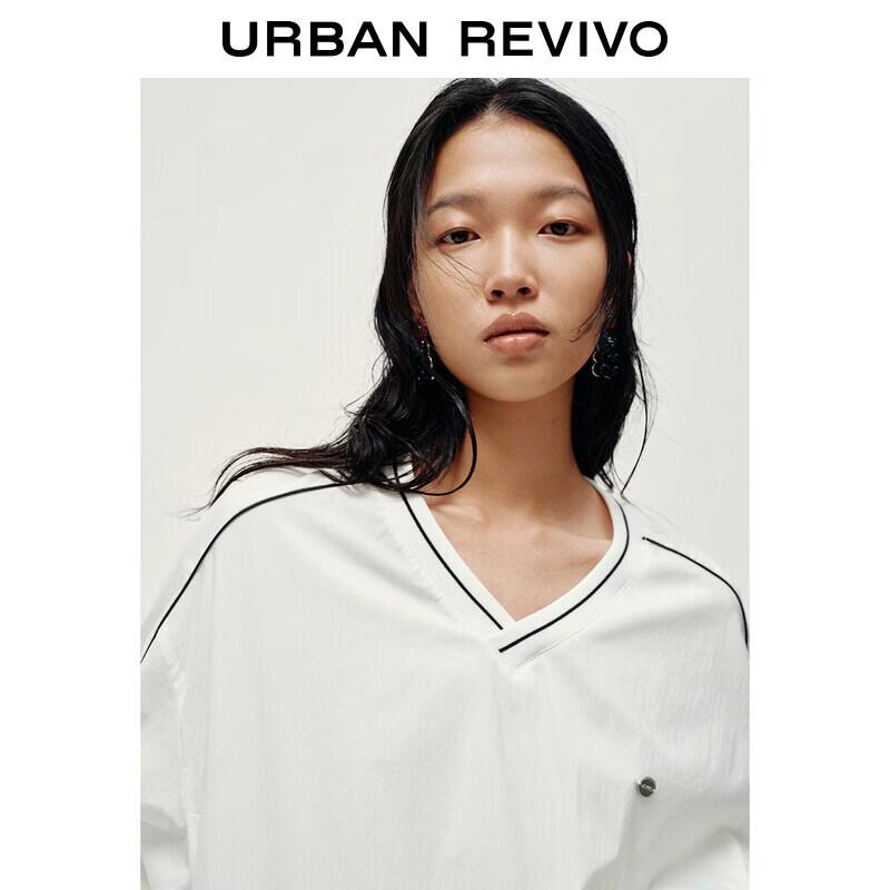UR 2026 Spring Women's Casual Color-block V-Neck Blouse Shirt