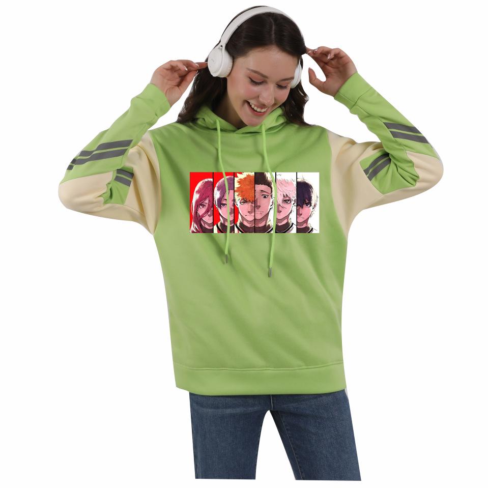 Blue Lock Anime Colorblock Hoodie mit Fleece für Damen und Herren - Herbst/Winter