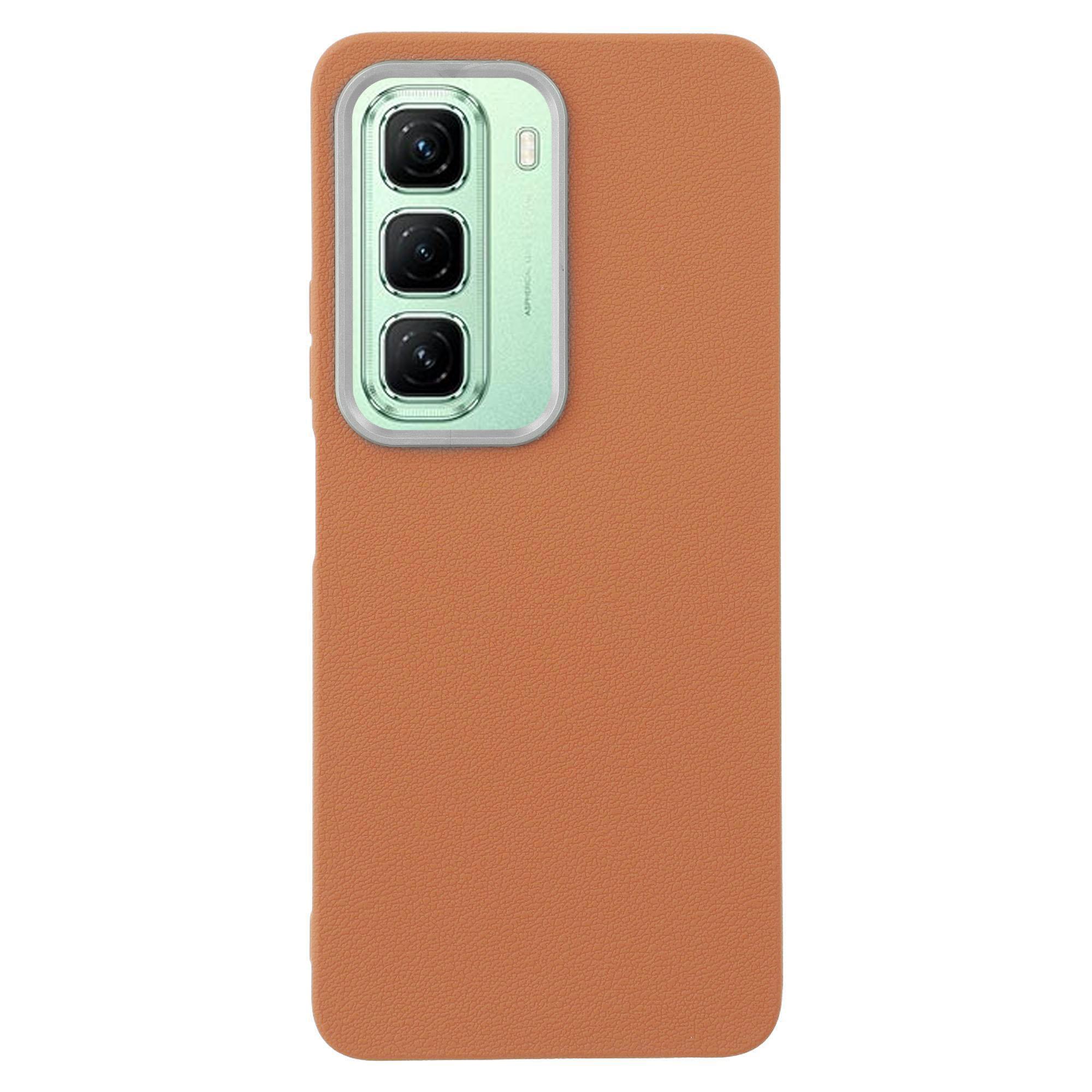 

For Infinix Hot 50 4G Case Leather Textured TPU Shockproof Phone Cover Brown