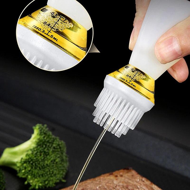 Portable Oil Bottle with Silicone Brush Kitchen Glass Bottle Cooking Barbecue Grill Oil Pastry Brush BBQ Baking Accessories