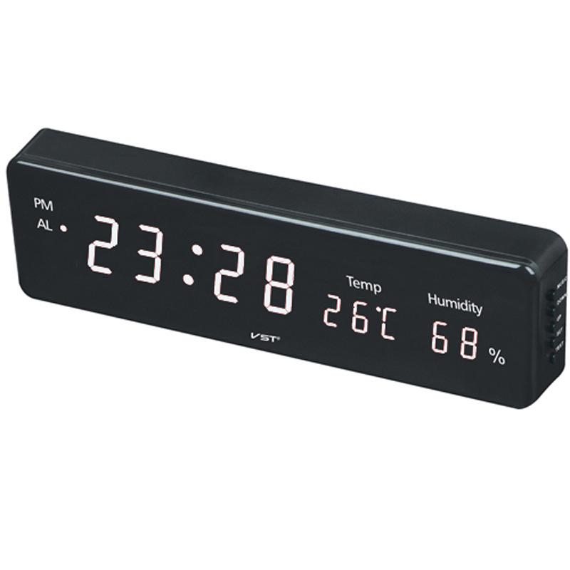 Home Practical Digital Desk Hanging Dual-purpose LED Clock Digital Clock with Temperature and Humidity Multiple Alarm Clocks