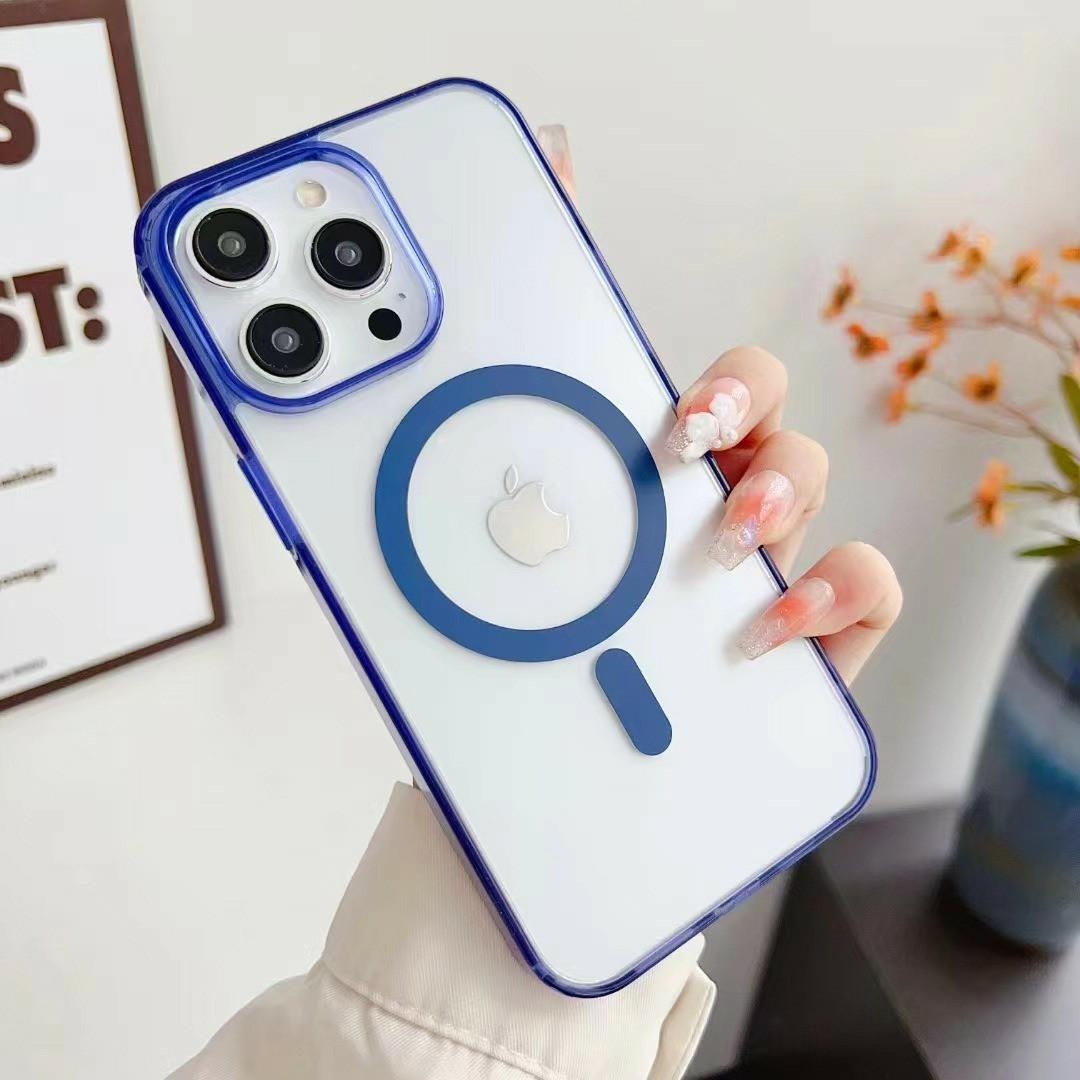

For iPhone 16 Pro Max Case Compatible with MagSafe Acrylic+TPU Matte Phone Cover Transparent Blue