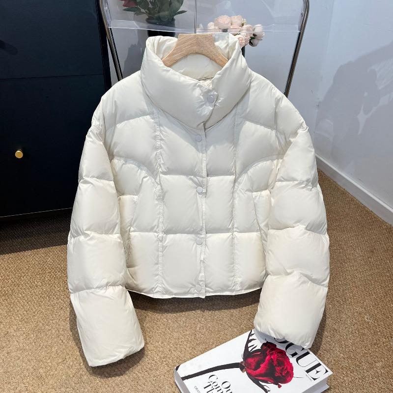 Winter new white duck down jacket women's short stand-up collar loose fashion thickened warm jacket