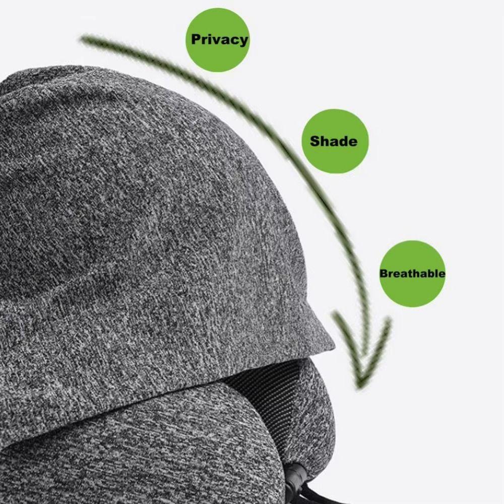 Adjustable Drawstring Hooded Travel Pillow Removable Travel Neck Cushion  Car Trips