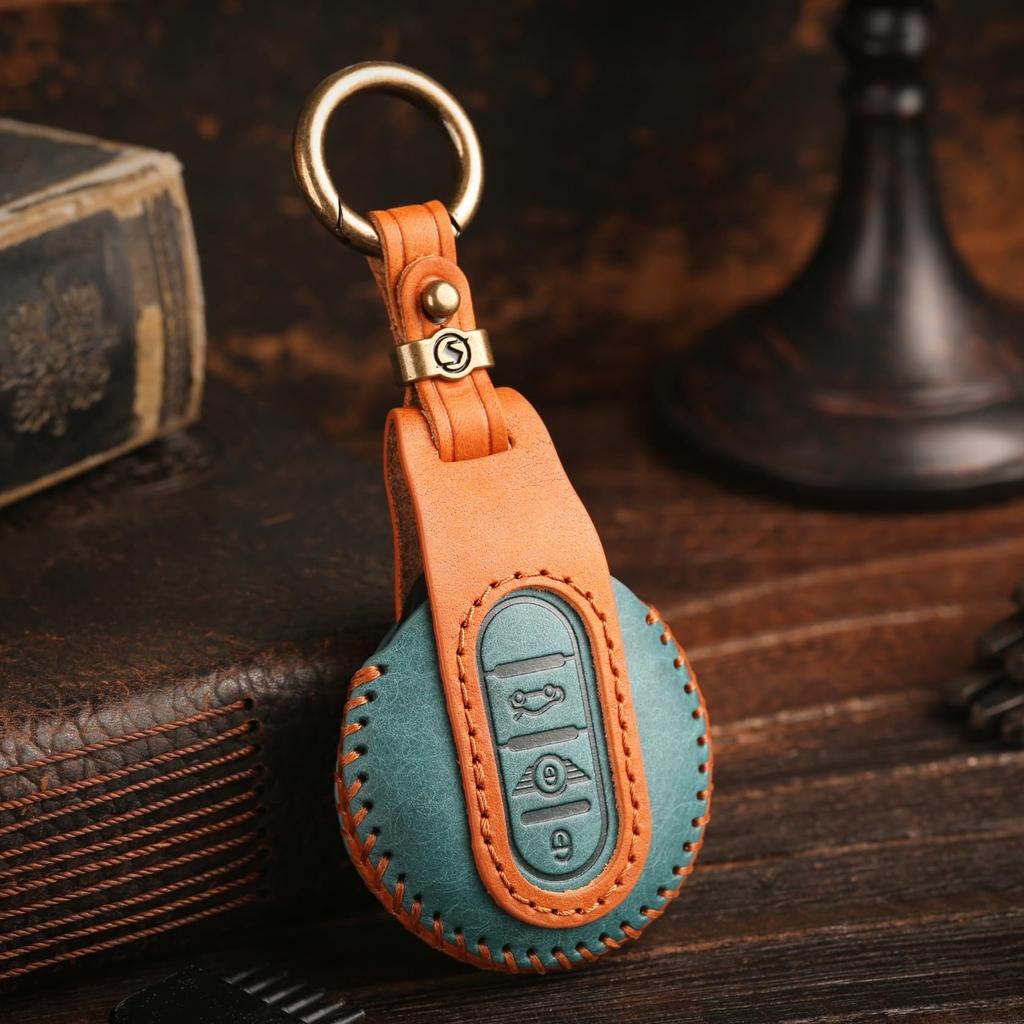 Smasol Compatible MINI Key Genuine Leather Key Cover for Mini F Series Cooper and Custom Designed for Full Protection Case, (F60, F56, F55, F54),