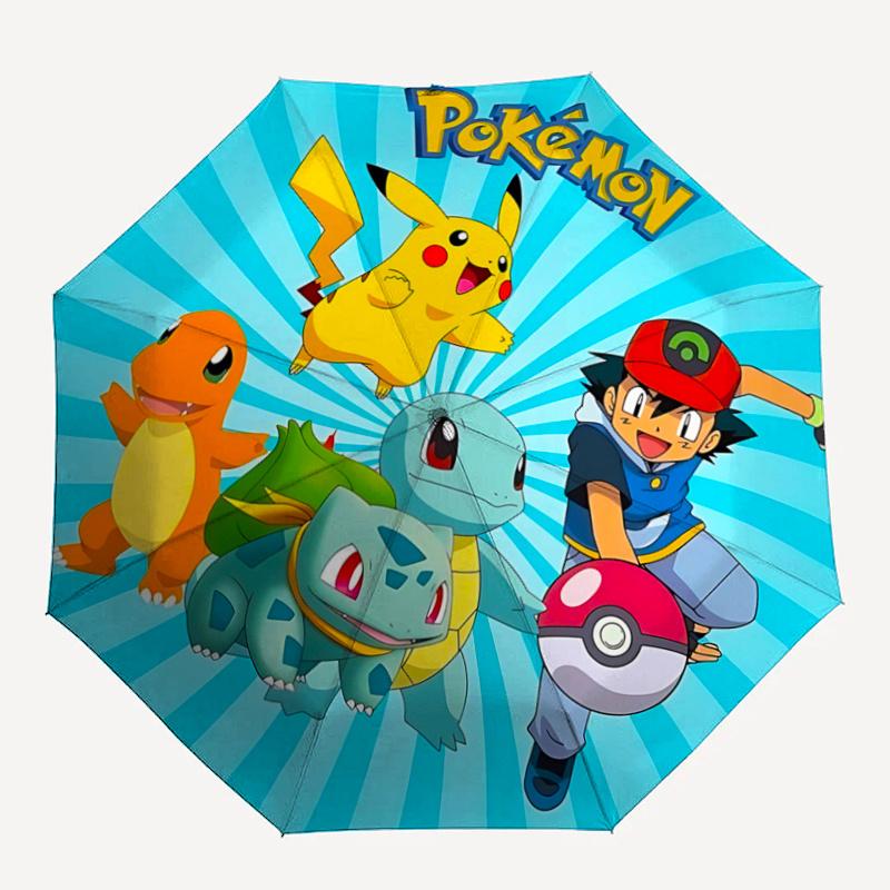 1pc Pokémon Pikachu & Friends Pattern Umbrella, Fashionable, Personalized, High-Value Folding Umbrella, a Must-Have for Summer, 8-Rib Durable Iron Fra
