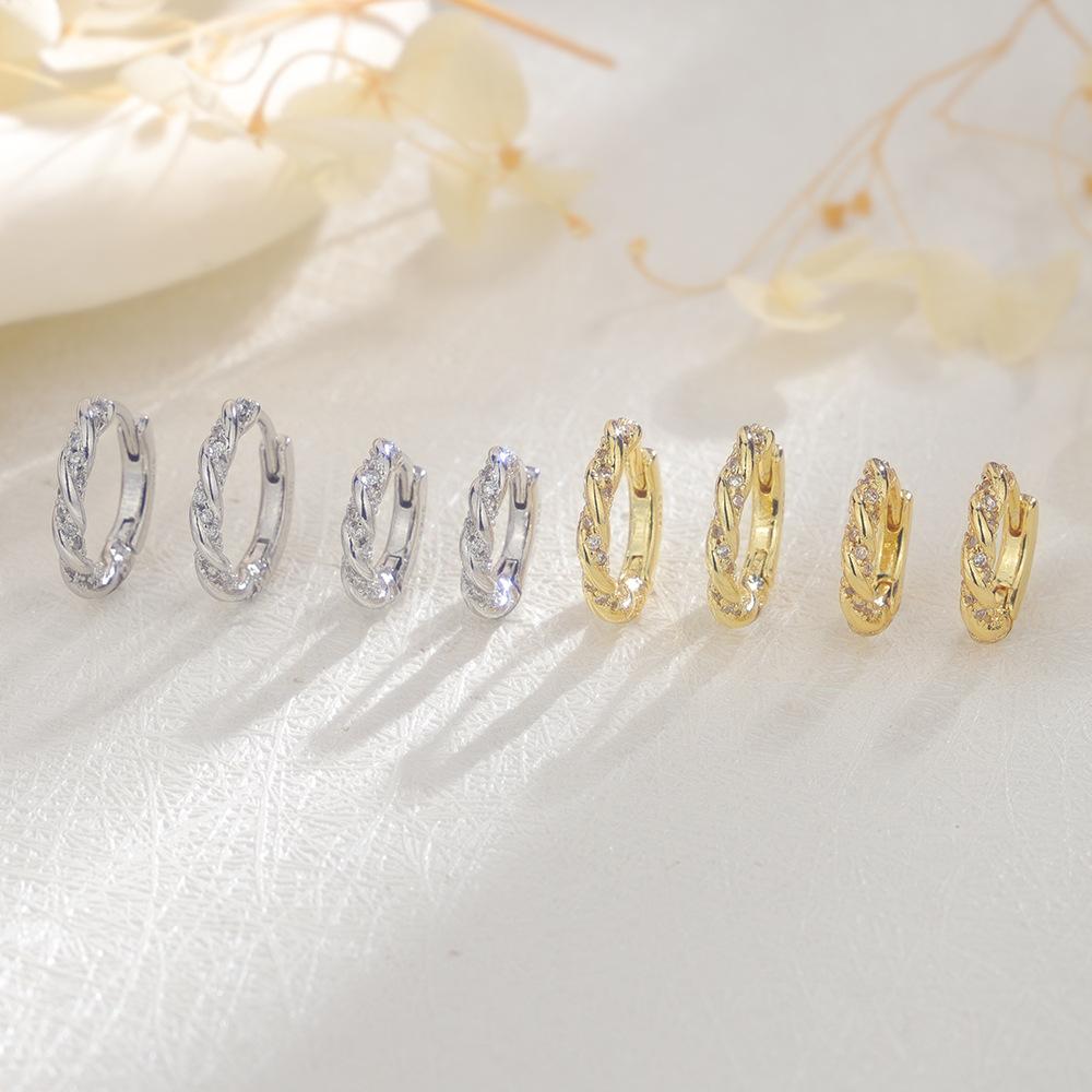 Flash Drill Ear Buckle, Simple Temperament Winding Loop Earrings