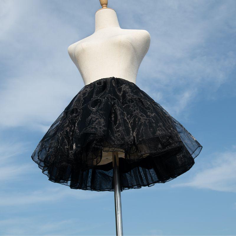 Petticoat Lolita: 28cm Puff Skirt, Boneless Support, 6-Layer Tulle, Halloween Cosplay Costume, Wearable as Outerwear.