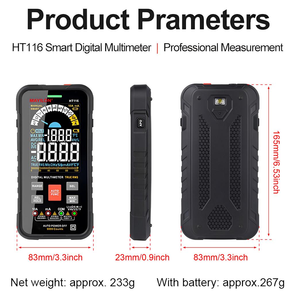 Smart Multimeter Tester Digital Multimeter Electrical Tester Safe Voltmeter Capacitance Resistance Current Tester Current Tool