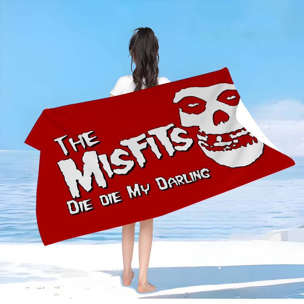 Classic Punk Band The M-Misfits Beach Towel Colorful Bath Towels for Girl Microfiber Quick Dry Custom Sand Free Beach Gym Pool