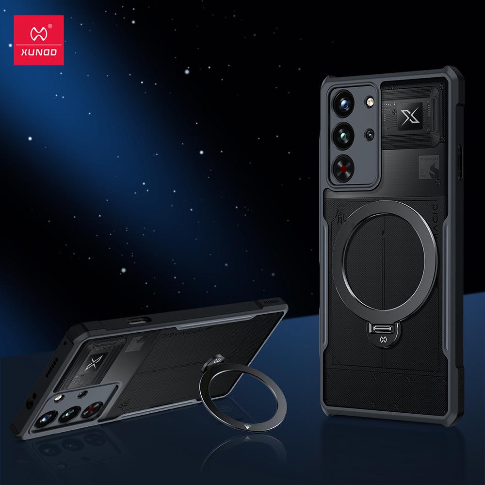 

XUNDD Для ZTE nubia RedMagic 9 9S 10 10S Pro Plus Pro+ Чехол Роскошный Чехол Ударопрочный Чехол для Телефона с Вращающимся Магнитным Держателем For RedMagic 10 Pro+ чёрный
