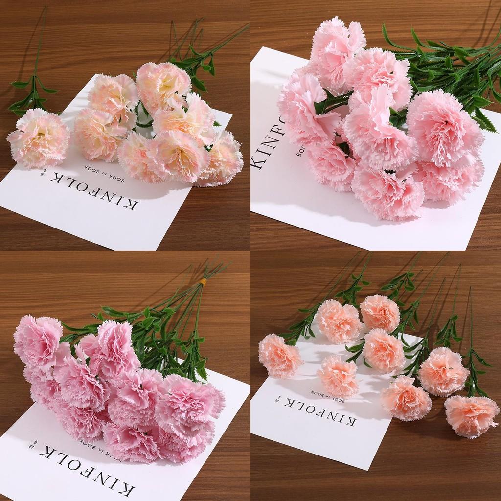 Silk Carnation Flower Bouquet For Home Office Wedding Decor Photography Prop