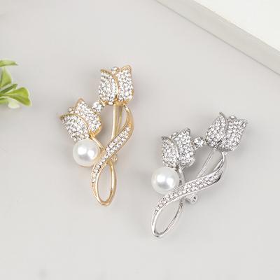 1 Stück Brosche Strass Tulpenblume Brosche Anti-Blendung Anzugbrosche Kragenstift Schmuck