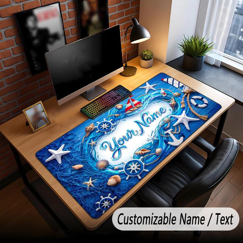 Fish Ocean Theme Custom Mouse Pad Personalized With Name Text Customized Desk Mat For Office Home Decor