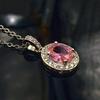 Imitation pigeon egg necklace, oval group inlaid zircon, synthetic yellow diamond, pink diamond pendant, collarbone chain