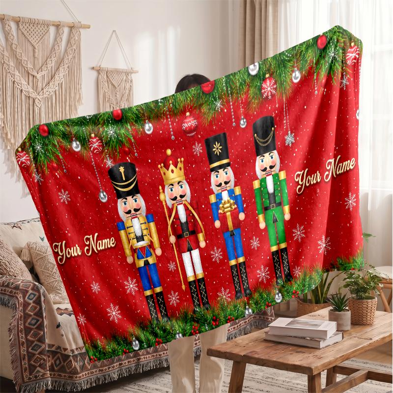 Manta de Franela con Nombre Personalizado Impreso Calidez Confort Manta para Cama Decoración del Hogar Regalo Festivo