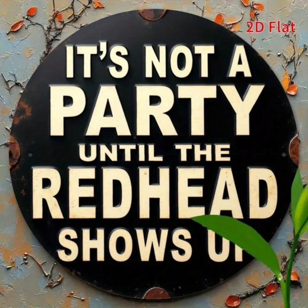Vintage Round Iron Wall Sign Redhead Party Decor Home Garden Office Club
