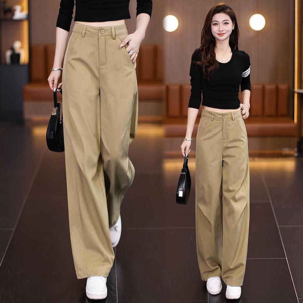 Fashionable narrow loose wide-leg casual pants for women, summer 1116, thin high-waisted slimming versatile drape straight-leg pants