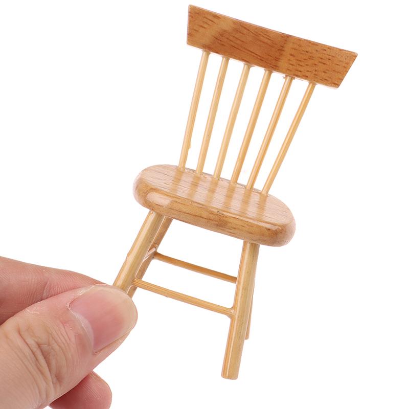 Simulation Mini Wood Chair Furniture Model Toys For Doll House Decoration 1/12