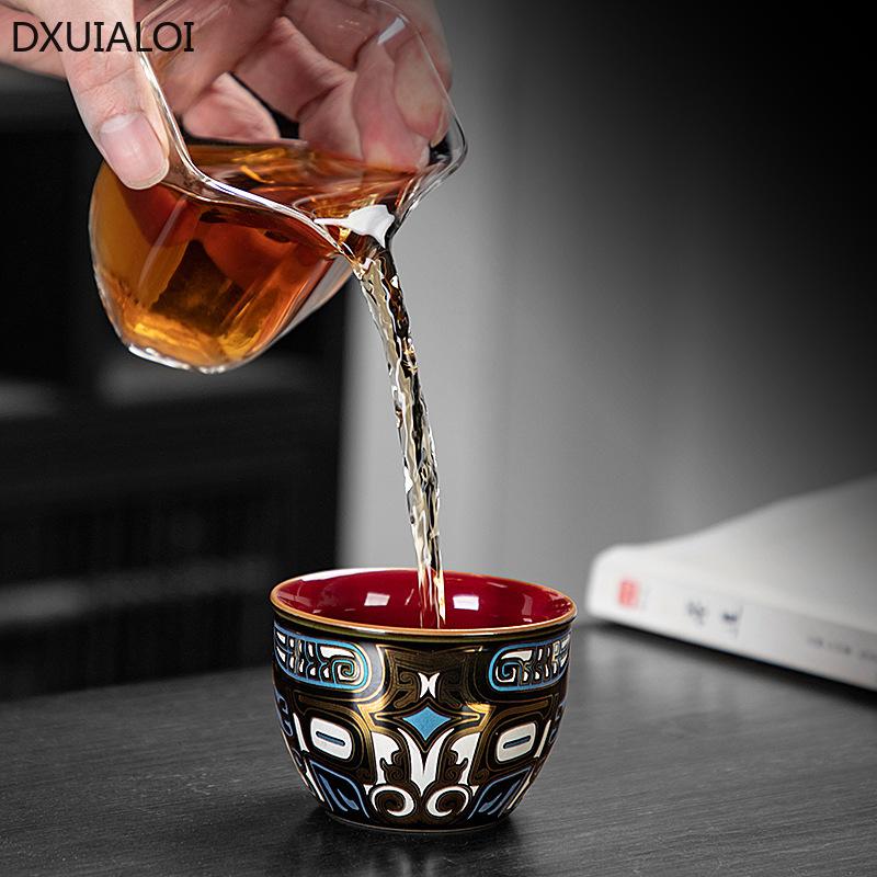 Ceramic master cups Chinese Antique Jinyincuo Enamel Tea Cup Kung Fu tea set single cup Tea cup with gift box High quality Gifts