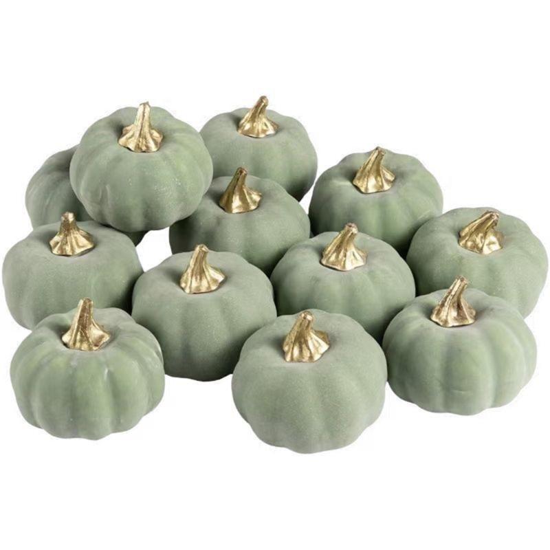 10Pcs Green Foam Pumpkins Artificial Pumpkins Fall Harvest Decoration for Halloween Thanksgiving Kitchen Decoration