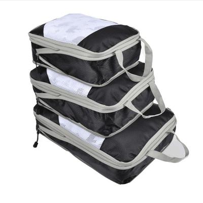 Set di Sacchetti da Viaggio a Compressione in Tre Pezzi: Kit Lavaggio Digitale, Organizer per Trucco, Contenitori per Vestiti e Scarpe