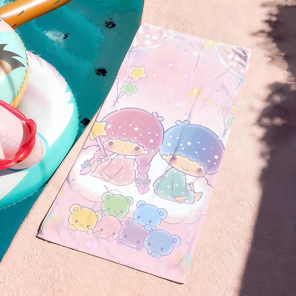 Sa Cute L-Little Twin Stars Cartoon Towel Quick Dry Soft Yoga Swimming Fitness Mountain Climbing Large Beach Towels