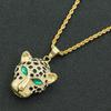 European Hip Hop Three-Dimensional Diamond-Inlaid Green Eyes Leopard Head Pendant Necklace Fashionmonger Personalized Pendant Accessories Pendants