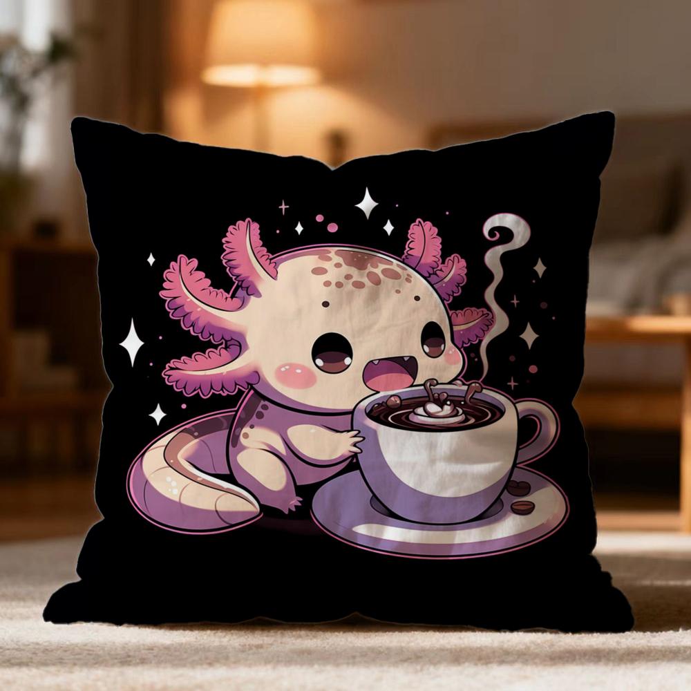 Hot A-AAxolotl Cushion Cover Soft Washable Pillow Case Multi-Scene for Couch Bed Travel Office Use