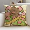 Calm CCapybaraS Cushion Cover Breathable and Skinfriendly Linen Pillowcase Square Removable and Washable Cushion
