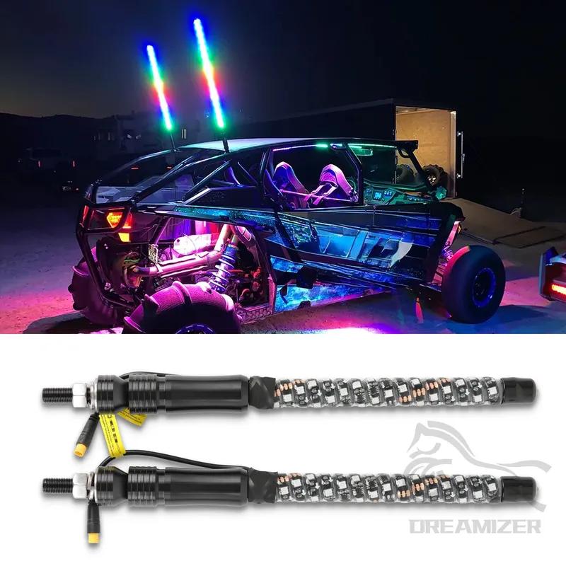 2PCS 1FT LED Whip Lights Waterproof Remote Control Flagpole Antenna Whips for UTV ATV Off Road Truck Sand Buggy Dune RZR
