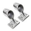 2Pcs Silver 316 Stainless Steel Marine Boat 7/8" 22mm 60 Degree Front Base Stanchion Hand Rail Fitting