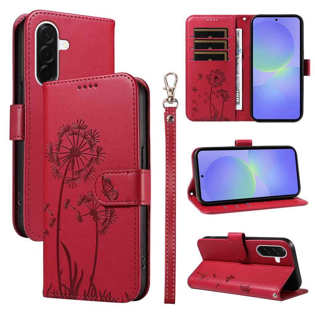 For Samsung Galaxy A37 5G Leather Wallet Case with Strap Dandelion Imprint Phone Stand Cover