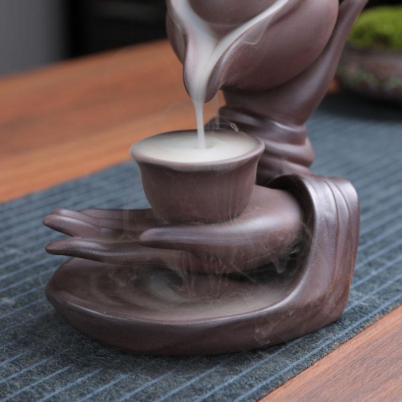 Purple Clay Backflow Incense Burner - Fu Lin Men Sandalwood Agarwood Ceramic Ornament