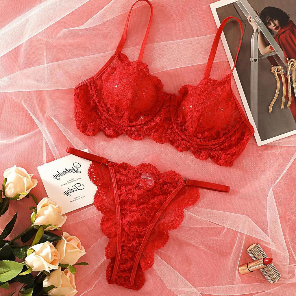 2025 Suspender Lace Perspective Sexy Lingerie Suit Women