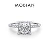 MODIAN 925 Sterling Silver Pink Crushed Ice Cut 2ct Square Sparkling Ring For Platinum Plated Women Classic Wedding Jewelry Gift