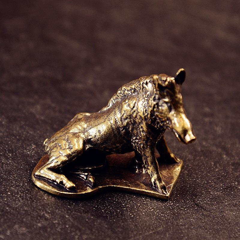 Brass Wild Boar Figurine Pig Model Craft Living Room Office Home Creative Decoration Desktop Ornament