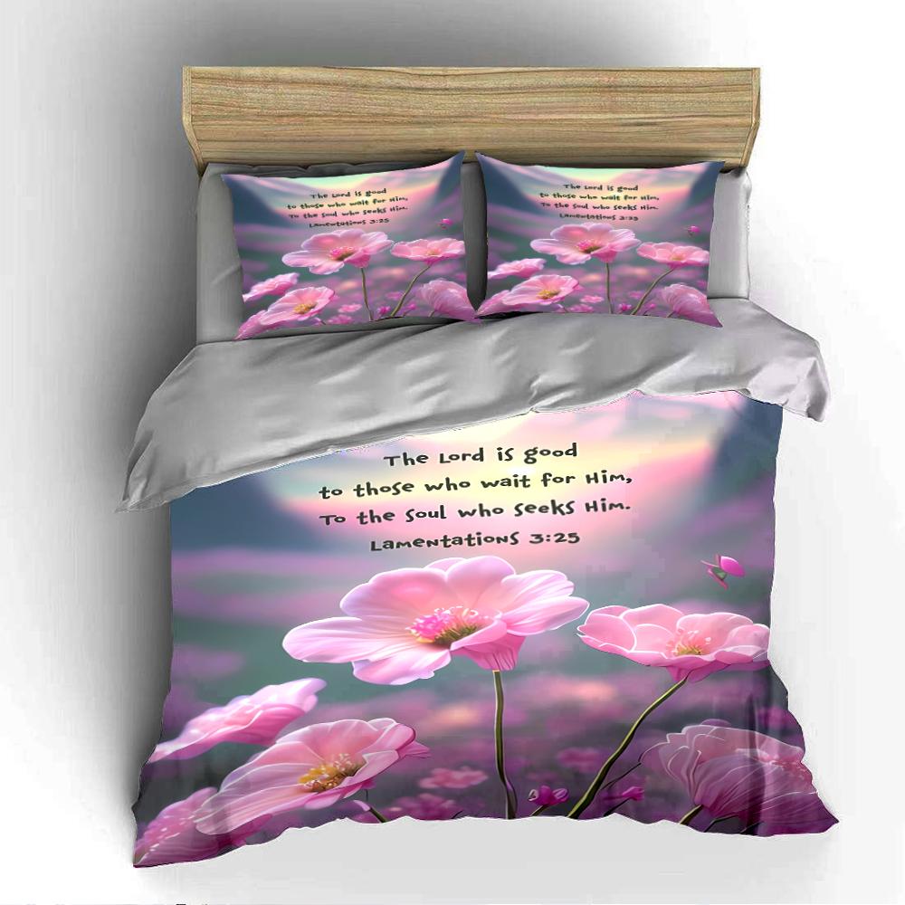 Floral Bedding Set with Lamentations 3:25 Bedding set (1 duvet cover, 2 pillowcases, duvet not included)