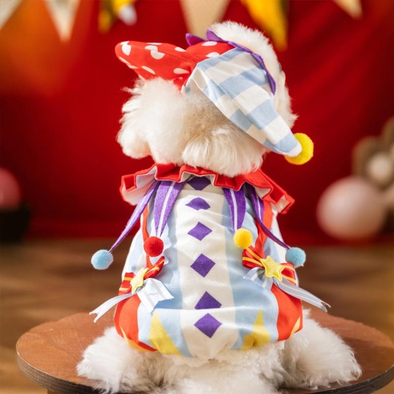 Vestiti Cosplay da Clown Carini per Cani Medi, Grandi Tuta Morbida Abbigliamento Cappotto Spesso Maglione Pigiama Invernale