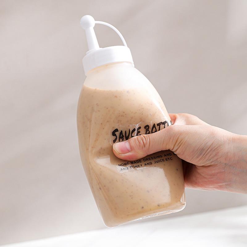 350/650ml Squeeze Sauce Bottle with Cap Wide Mouth Condiment Dispenser for Ketchup BBQ Sauces Cooking Seasoning Tools