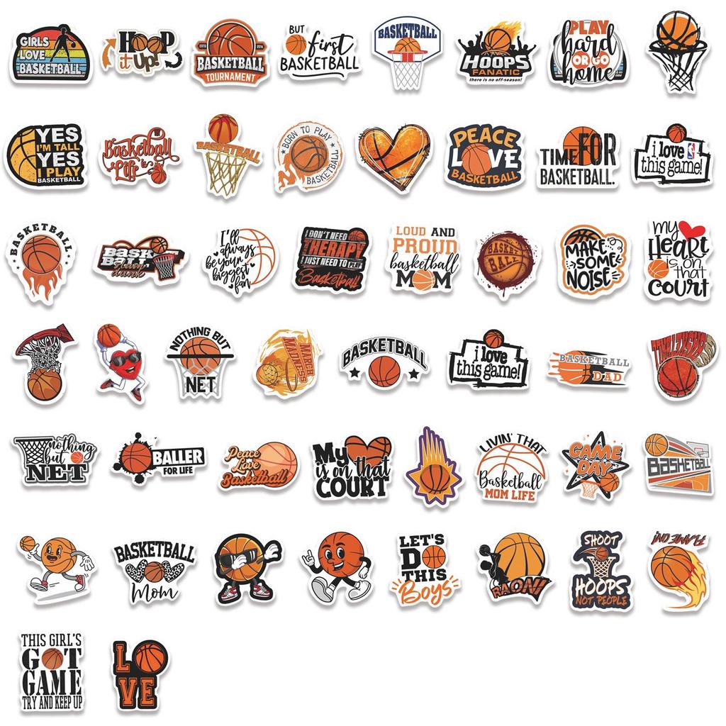 50 Basketball Graffiti Sticker Sheets: Waterproof PVC for Luggage, Notebooks, Phones, and Computers