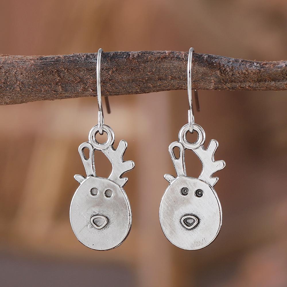 Retro Santa Claus & Reindeer Pendant Earrings - Women's Christmas Jewelry