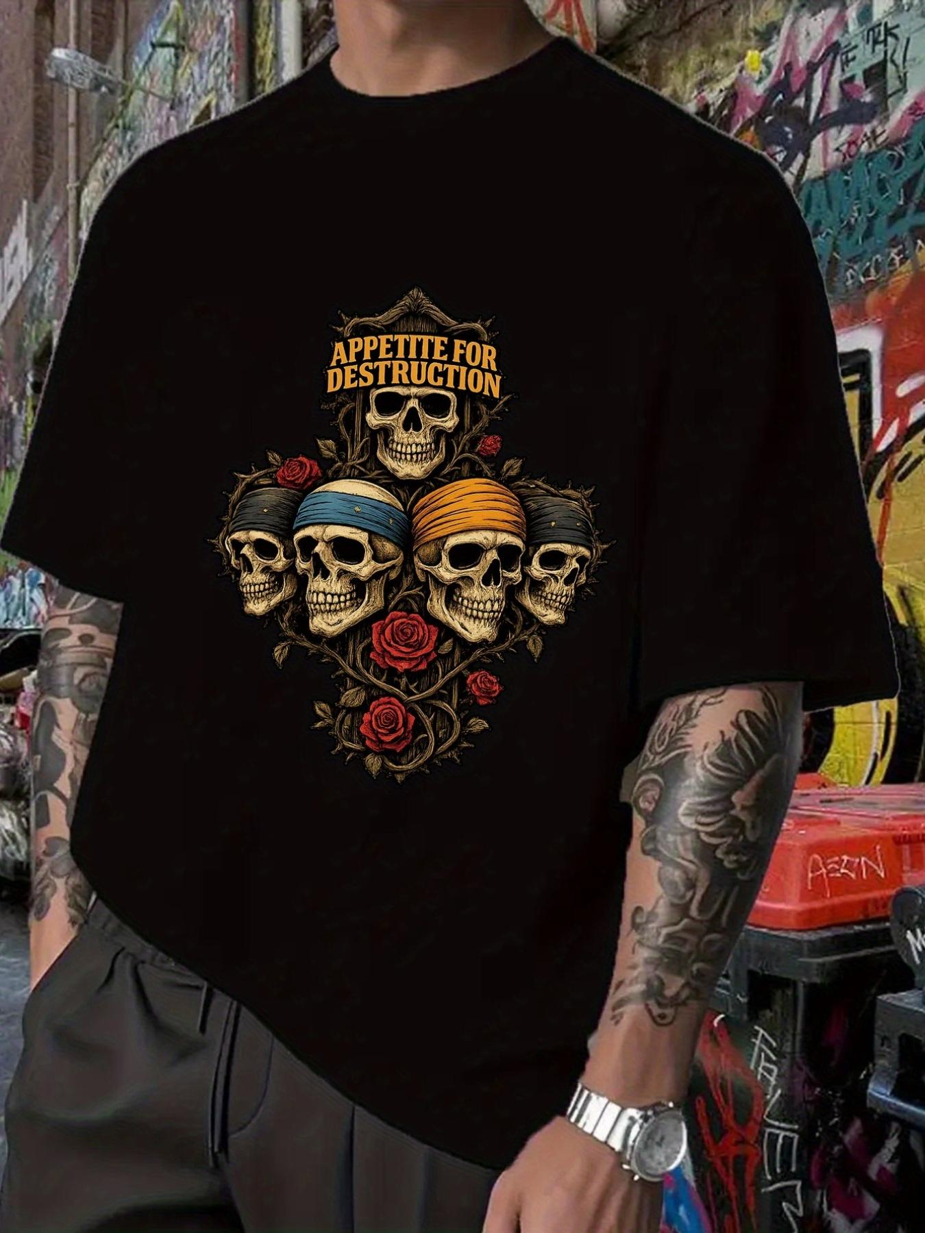 Destructive Desire Graphic T-shirt - Hip-Hop Style Short Sleeve Crewneck XXL
