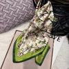 Beige Green Women 100% Silk Scarf Headscarf Fashion Floral Design Square Scarves For Hair 65*65Cm Fashion  Neck Scarf Hijab